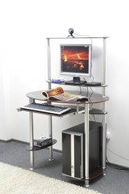Компьютерный стол стеклянный D97G8 бордово-коричневый Уценка Самовывоз
