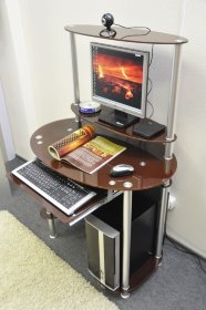 Компьютерный стол стеклянный D97G8 бордово-коричневый Уценка (доставка только Москва и МО)