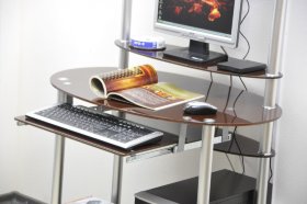 Компьютерный стол стеклянный D97G8 бордово-коричневый Уценка (доставка только Москва и МО)
