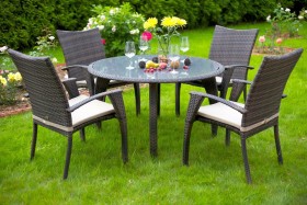Комплект садовой мебели MONACO коричневый cтол стол и 4-ре стул с подлокотниками (BF)