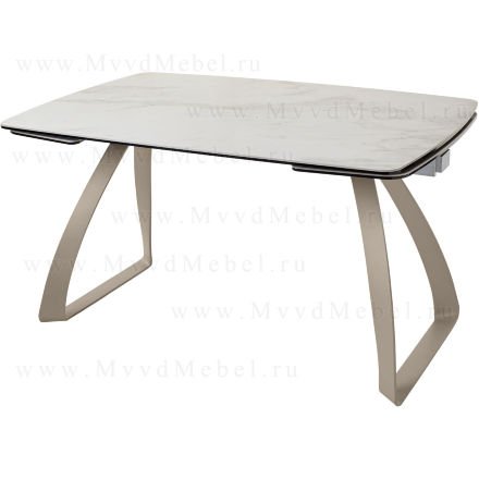 Стол раздвижной ECLIPSE-137 белый мрамор HT-031 стекло + керамика