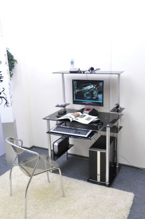 Компьютерный стеклянный стол D94G5  стекло чёрное - Расродажа