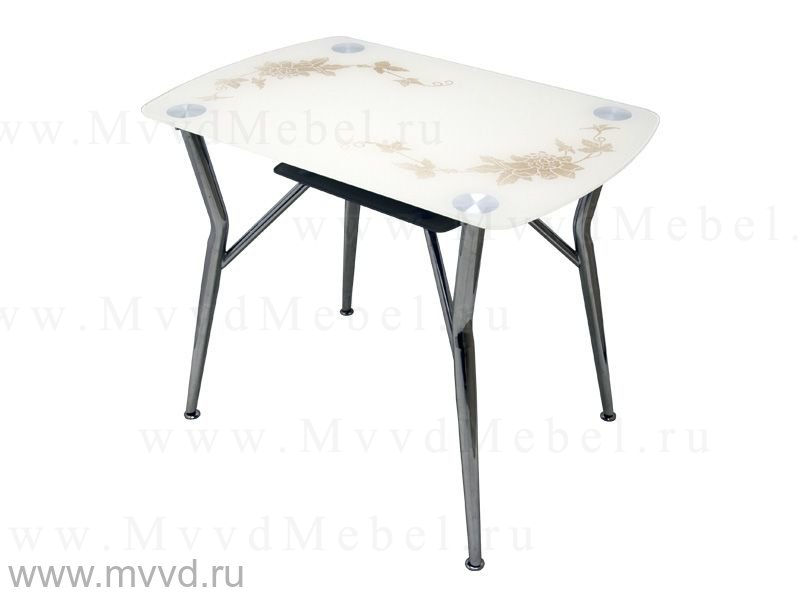 Прямоугольный обеденный стол КАМЕЛИЯ-9/1015 бежевое стекло с витражным рисунком (GT-AD)