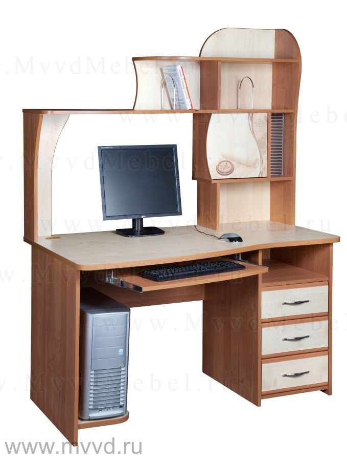 Компьютерный стол с надстройкой, модель "Орион-3.10" цвет Ольха, цвет столешницы Клён Танзай