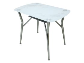 Прямоугольный обеденный стол КАМЕЛИЯ-9/9003 белое стекло с витражным рисунком (GT-AD)