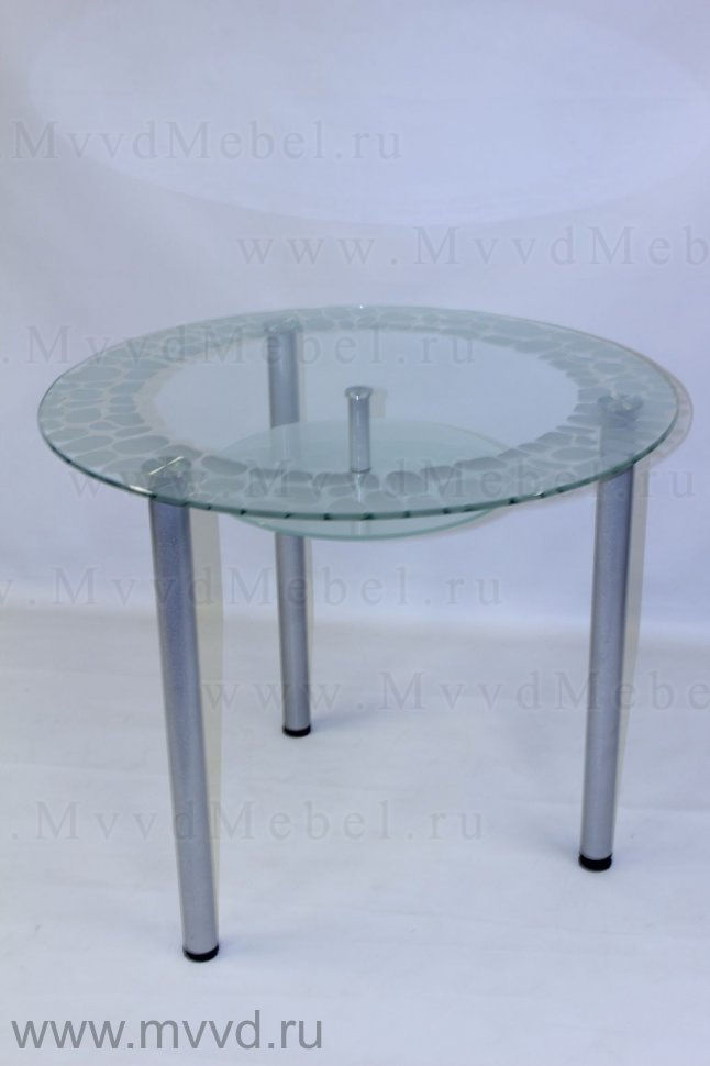 Стол на заказ круглый кухонный стеклянный Эдель-20 с рисунком или фотопечатью