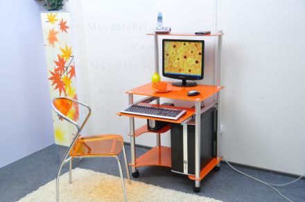 Стол компьютерный из стекла G018G6 стекло оранжевое с блёстками - Распродажа
