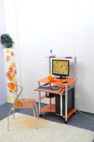 Стол компьютерный из стекла G018G6 стекло оранжевое с блёстками Уценка Распродажа (отгрузка только по Москве)