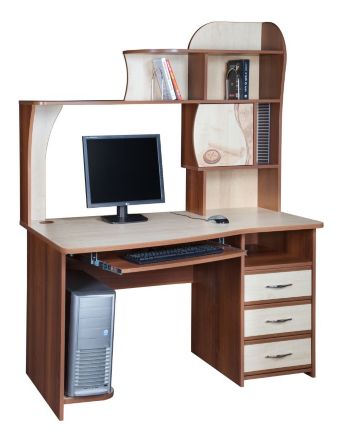 Компьютерный стол с надстройкой, модель &quot;Орион-3.10&quot; цвет Орех Пегас, цвет столешницы Клён Танзай