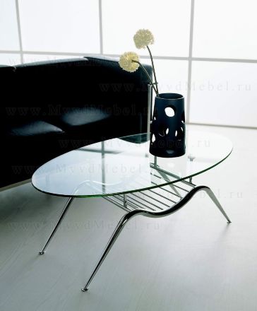 Журнальный столик А1025 серые опоры, овальный стеклянный