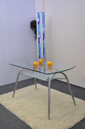 Прямоугольный обеденный стол из стекла F-72 ножки мат., стекло прозрачное