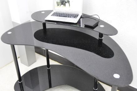 Компьютерный стол G029G3 стекло чёрное с блёстками - Распродажа