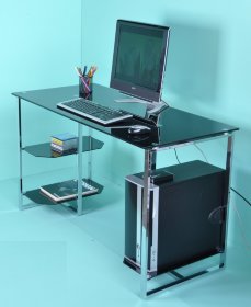 Стол компьютерный V306 чёрный стеклянный