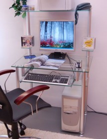 Стол компьютерный из стекла G004G1 стекло прозрачное