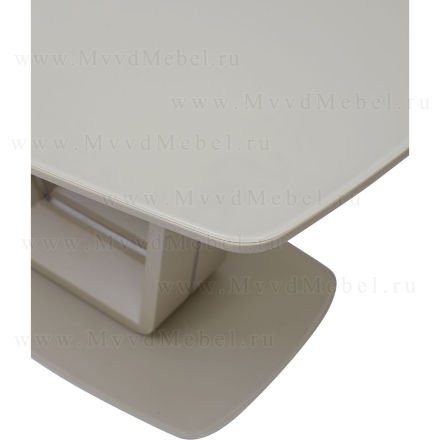Стол раздвижной CLUSTER-140 Cream Matt кремовый матовый стеклянный