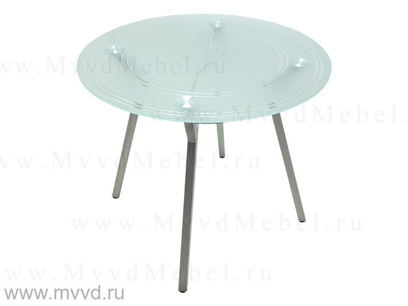Круглый обеденный стол ОЛИВИЯ-2/20 матовое стекло с гравировкой (GT-AD)