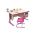 Школьная парта трансформер СУТ-15-04Р с рисунком цветы с подвесной тумбой и задними приставками (столешница 120*88 см цвет клён, опоры розовые)