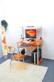 Стеклянный стол с надстройкой D94G6 стекло оранжевое с блёстками