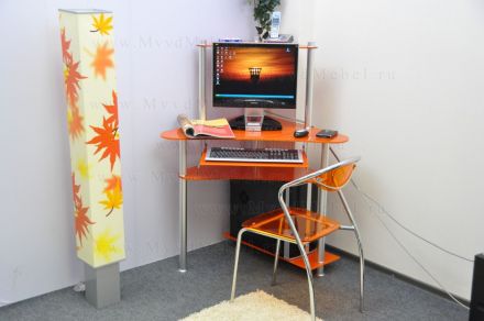 Компьютерный стол угловой G003G6 стекло оранжевое с блёстками