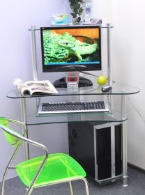 Компьютерный стол угловой G003G1 стекло прозрачное