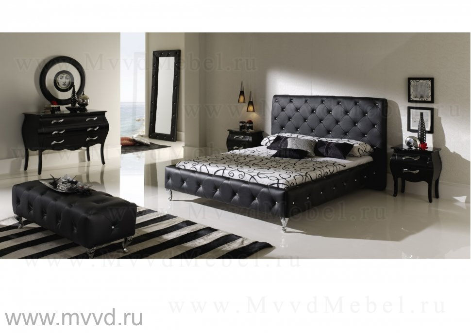 Кровать двуспальная NELLY black-621