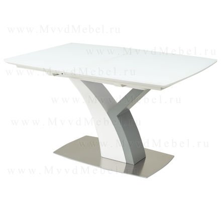 Стол раздвижной CAMELOT-140 white matt матовый белый стеклянный