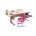 Школьная парта трансформер СУТ-15-05Р с рисунком цветы с подвесной тумбой, задними и боковой приставками (столешница 145*88 см цвет клён, опоры розовые)