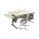 Школьная парта трансформер СУТ-15-05Р с рисунком фрегат с подвесной тумбой, задними и боковой приставками (столешница 145*88 см цвет клён, опоры серые)