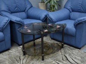 Журнальный стол с фотопечатью АНДРЕ-8 стекло бронза - декор натуральные сухие цветы (GT-AD)