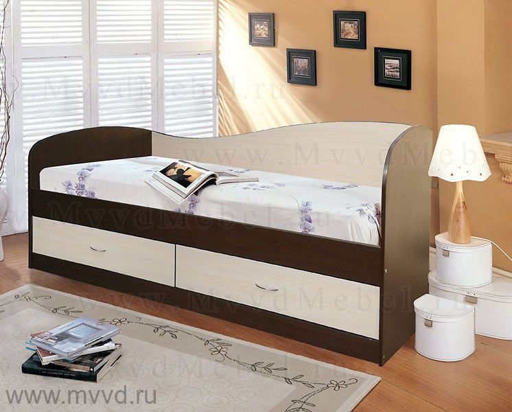 Кровать односпальная с выдвижными ящиками "МК 300.01 Лагуна-2"