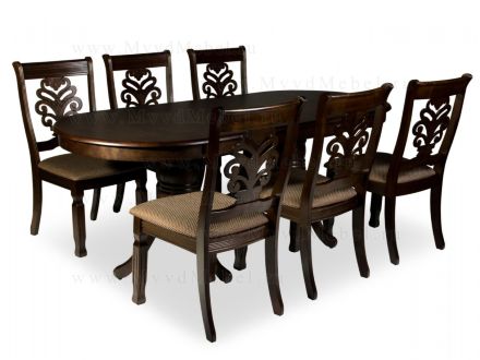 Обеденная группа деревянная КИМ (стол ES2000 и 6-ть стульев Madison) Малайзия - Распродажа