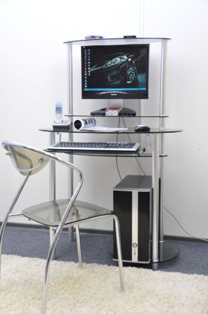 Компьютерный стол стеклянный D97G4 стекло серое