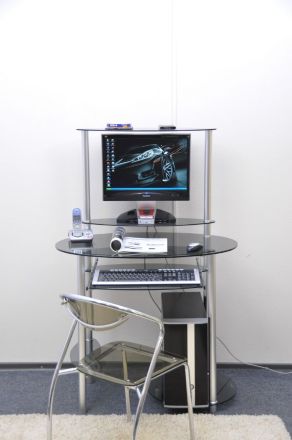 Компьютерный стол стеклянный D97G4 стекло серое