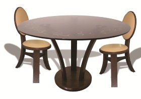 Обеденная группа Париж - массив дуба и стекло - стол и два стула (GT-AD)
