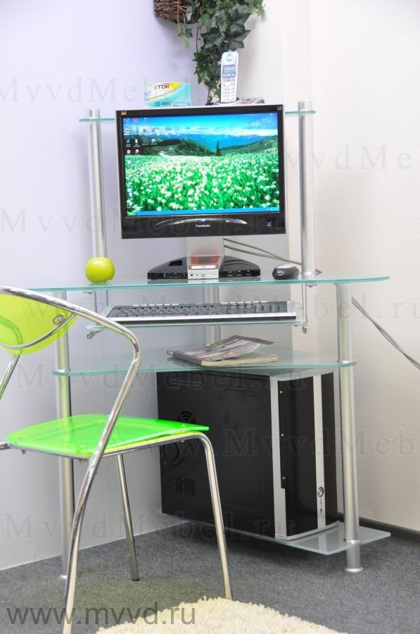 Компьютерный стол угловой G003G2 стекло матовое Распродажа (доставка только по Москве и МО)