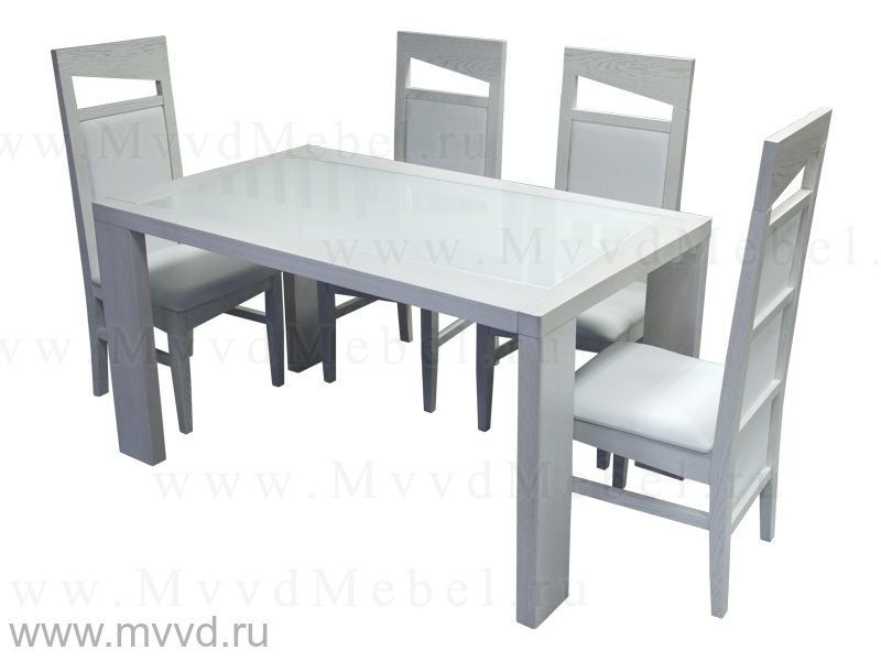 Обеденная группа Нант - массив дуба и стекло - стол и четыре стула (GT-AD)
