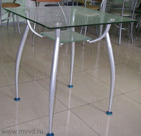 Квадратный кухонный стол В2092СК-80 ножки мат., стекло прозрачное