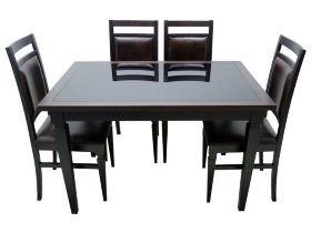 Обеденная группа Генуя - массив дуба и стекло - стол и четыре стула (GT-AD)