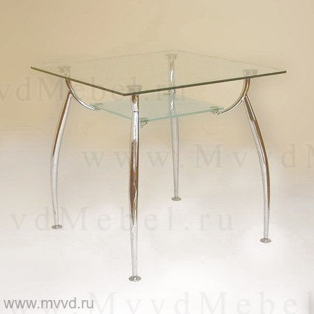 Квадратный кухонный стол В2092СК-80 ножки хром., стекло прозрачное
