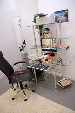 Стол компьютерный из стекла G019G1 стекло прозрачное