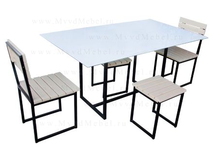 Обеденная группа Вилладж для дачи - стол и четыре табурета или стула (GT-AD)