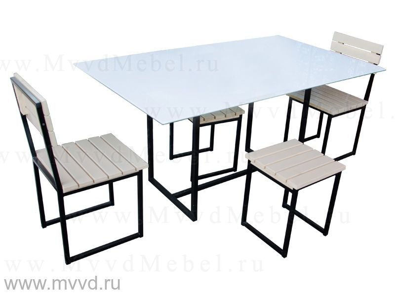 Обеденная группа Вилладж для дачи - стол и четыре табурета или стула (GT-AD)