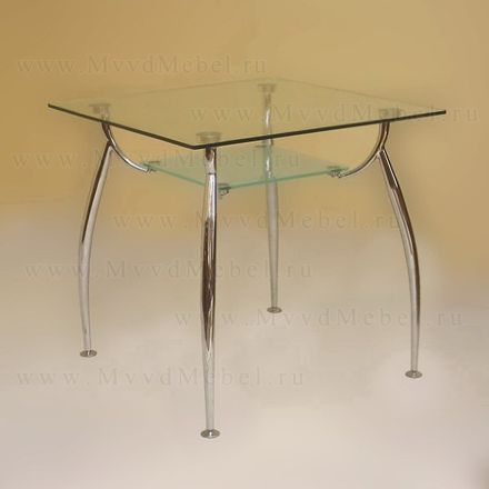 Кухонный стол В2092СК-90 квадратный опоры хром, прозрачное стекло