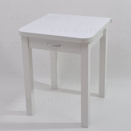 Стол Ломберный Зевс-60х60 с ящиком, белый пластик Квадратные ножки, раскладной