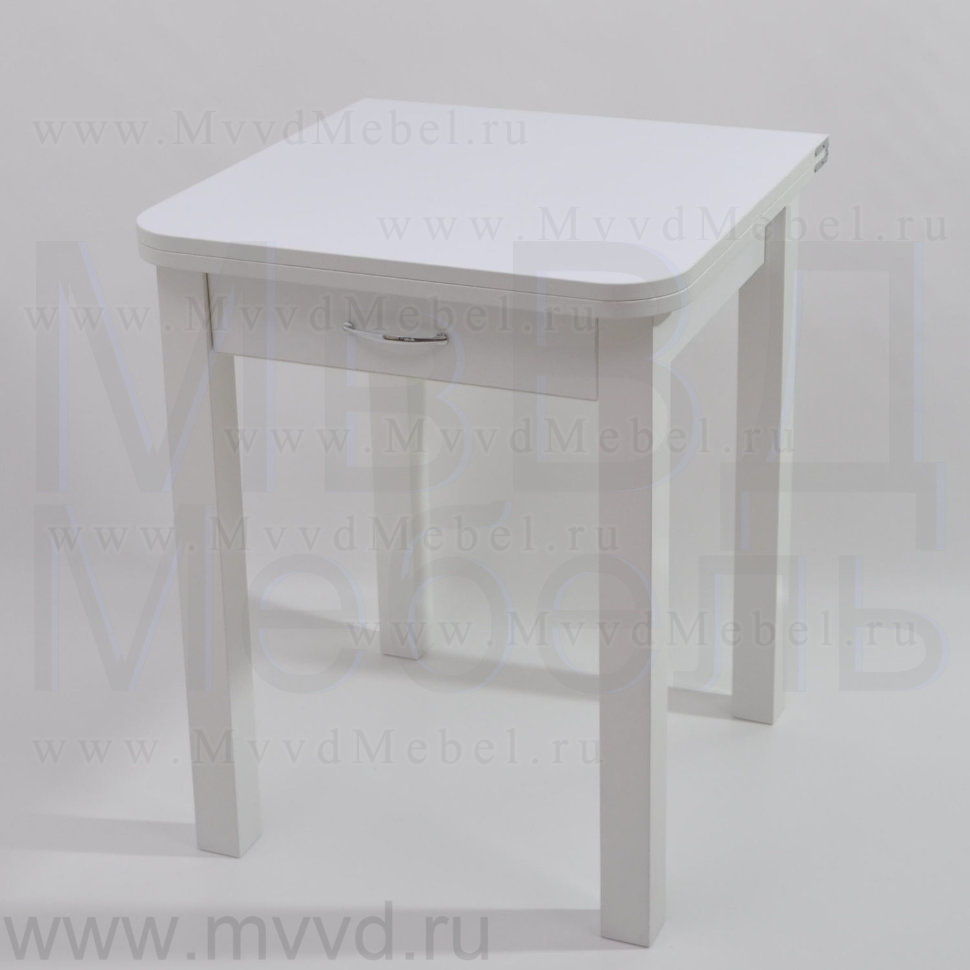 Стол Ломберный Зевс-60х60 с ящиком, белый пластик Квадратные ножки, раскладной