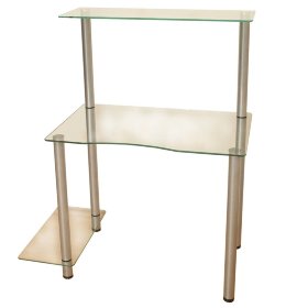 Компьютерный стол на заказ Эдель-KС01 прозрачный / серебро ноги (ширина от 65 см до 110 см)