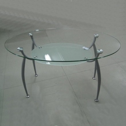 Овальный обеденный стол В2092О прозрачное стекло ножки матовые серые