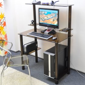 Компьютерный стол на заказ Эдель-KС01 бронза / бронза ноги (ширина от 65 см до 110 см)