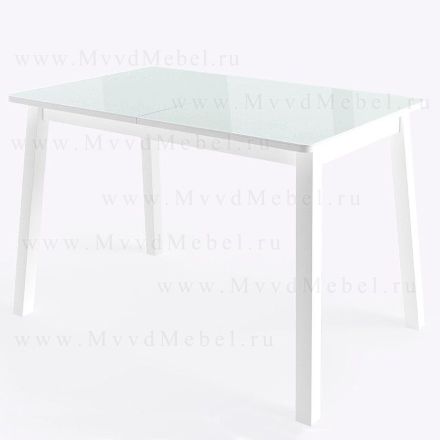 Стол раздвижной TIRK-2 белое стекло, белый каркас