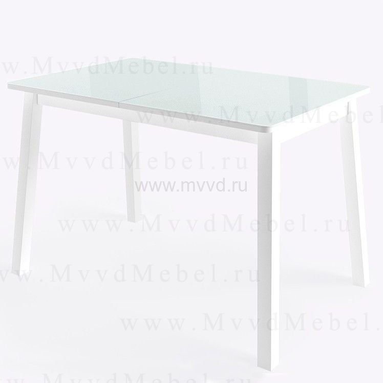 Стол раздвижной TIRK-2 белое стекло, белый каркас